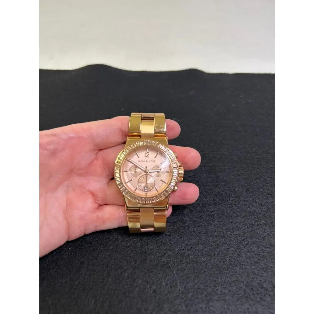 NEW MICHAEL KORS DYLAN ROSE GOLD TONE+CHRONO DIAL+CRYSTAL,DATE WATCH MK5412